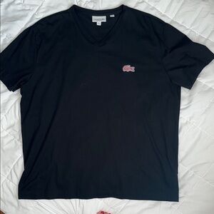 Lacoste Black Crew Neck Tee with Iconic Crocodile